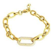 The Love Collection Gold Plated Stainless Steel Cz Link Bracelet