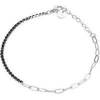 The Love Collection Waterproof Stainless Steel Chain & Tennis Bracelet In Black Crystal