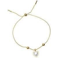 The Love Collection Gold Plated Stainless Steel Pearl Heart Adjustable Bracelet