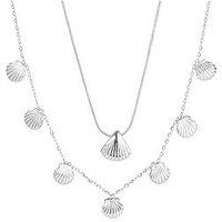 The Love Collection Waterproof Stainless Steel Shell Necklace Set