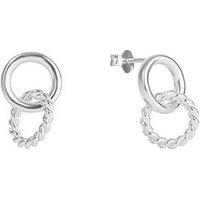 The Love Collection Sterling Silver Braided Door Knocker Hoop Droppers