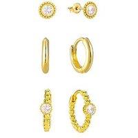 The Love Collection Gold Plated Sterling Silver Bobble Cz Set Of Three