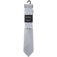 Skopes Silver Plain Tie & Paisley Pocket Square Set