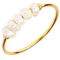 The Love Collection 18Ct Gold Pvd Plated Waterproof Stainless Pearl Ring