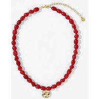 Mint Velvet Red Beaded Charm Necklace
