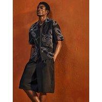 River Island Oversized Fit Cotton Floral Shirt - Black