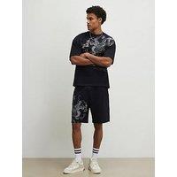 River Island Textured Dragon Embroidered Shorts - Black