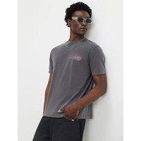 River Island Surf City Washed T-Shirt - Black