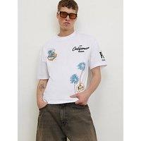 River Island Boulevard Placement Graphic T-Shirt - White