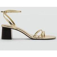Mango Block Heeled Sandals - Gold