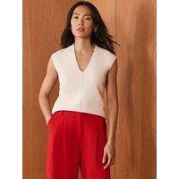 Mint Velvet Cream V Neck Knit Top