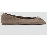 Mango Leather Ballet Flats With Bow - Brown