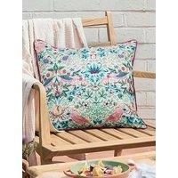 Morris & Co Strawberry Thief 50X50 Outdoor Polyester Cushion Coral/Leaf Green