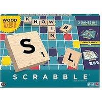 Scrabble Board Game Family Word Game With Wood Tiles And Racks And Two Ways To Play For 2-4 Players