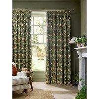 William Morris At Home Sunflower Lackout Lined Header Tape Curtains Dark Olive