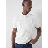 Mango Muga Short Sleeve Knitted Polo Shirt - White