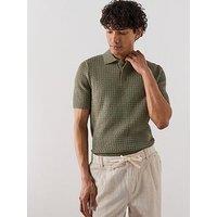 Mango Samos Short Sleeve Knitted Polo Shirt - Khaki