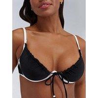 Boux Avenue Ibiza Piped Plunge Bikini Top - Black