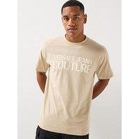 Versace Jeans Couture Rubber Logo Regular Fit T-Shirt - Beige