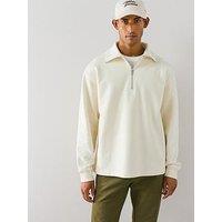 The Very Collection Premium Quarter Zip Funnel Neck Sweatshirt - Ecru