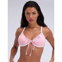 Boux Avenue Ibiza Piped Plunge Bikini Top - Pink Mix