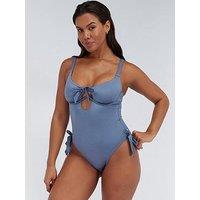 Boux Avenue Ibiza Broderie Swimsuit - Steel Blue