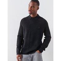 Allsaints Statten Long Sleeve Knitted Polo Top - Black
