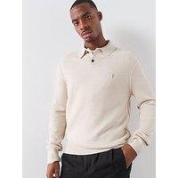 Allsaints Statten Long Sleeve Knitted Polo - White