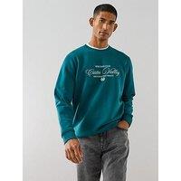 The Very Collection Cotton Blend Graphic Crew Neck Jumper - Green