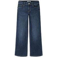 Name It Girls Polly Extra Wide Jeans - Dark Blue Denim