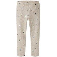 Name It Mini Girls Heart Print Rib Leggings - Cream