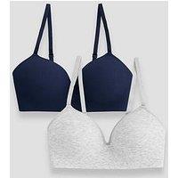 The Very Collection 2 Pack Seamless Padded Bralette - Grey/Navy