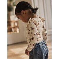 Lil Atelier Baby Girls Apple Print Long Sleeve Bodysuit - Cream
