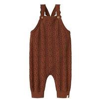 Lil Atelier Baby Girls Pointelle Knitted Dungarees - Red