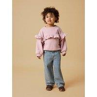 Lil Atelier Mini Girls Co-Ord Wide Leg Jeans - Blue