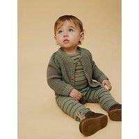 Lil Atelier Unisex Baby Striped Long Sleeve Bodysuit - Green