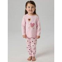 Name It Mini Girls Heart Print Pyjamas - Pink