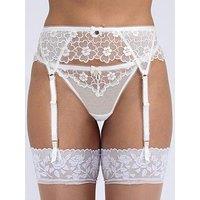 Boux Avenue Evangeline Embroidered Suspender Belt - White