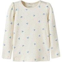 Name It Mini Girls Bow Print Long Sleeve Tshirt - Cream