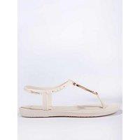 Ipanema Class Modern Metal Hardware Sandal - Beige