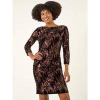 Roman Sequin Velvet Shift Stretch Dress
