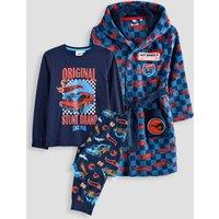 The Very Collection Boys Hot Wheels 3 Piece Dressing Gown & Pyjama Set (2 - 9 Years) - Navy