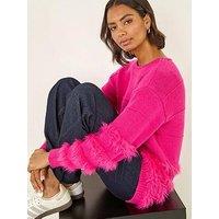 Roman Fluffy Trim Knit Jumper