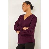 Roman Petite Contrast Sleeve Knit Jumper