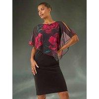 Roman Floral Overlay Premium Stretch Dress