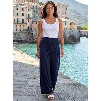 Roman Petite Shirred Wide Leg Stretch Trouser