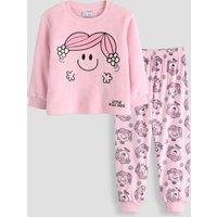 The Very Collection Girls Little Miss Hug Soft Fleece Printed Pyjama Set - Pink