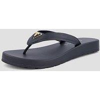 Guess Womens Logo Badge Cushioned Strap Flip Flops - Black