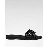 Guess Elyho2 Logo Flat Slide Sandals - Black