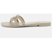 Guess Elyho2 Logo Flat Slide Sandal - Cream